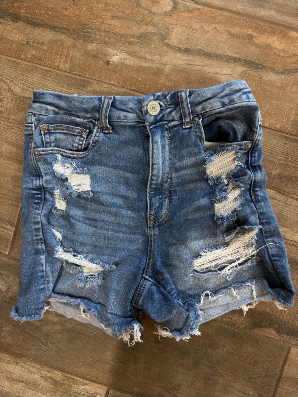 American Eagle Outfitters Distressed Blue Denim Cutoff Shorts